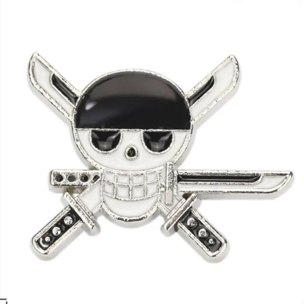 One Piece Metal Enamel Pirate Scull Lapel Pin
